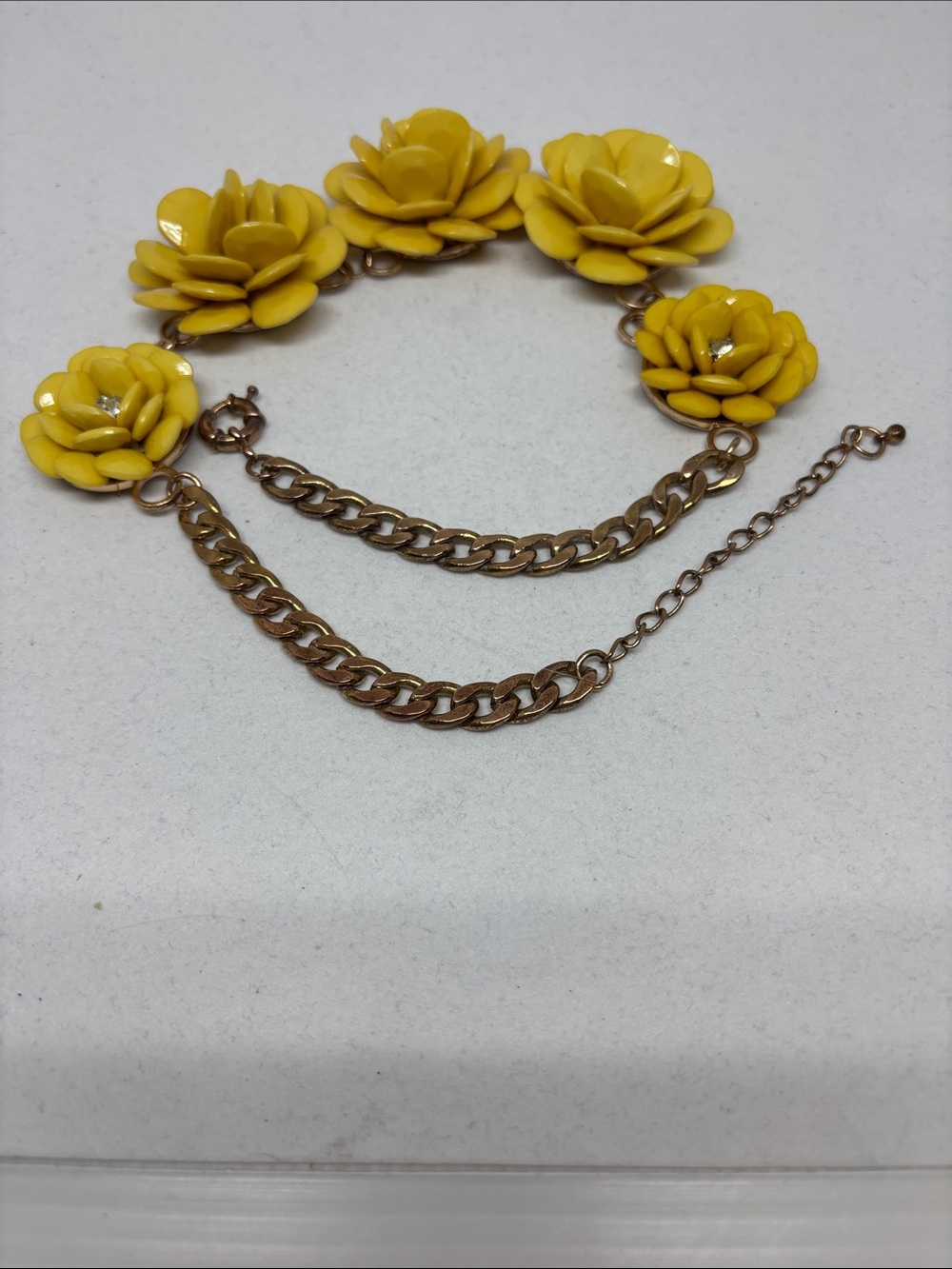 Yellow Floral Resin Statement Necklace - Picture 8 of 15